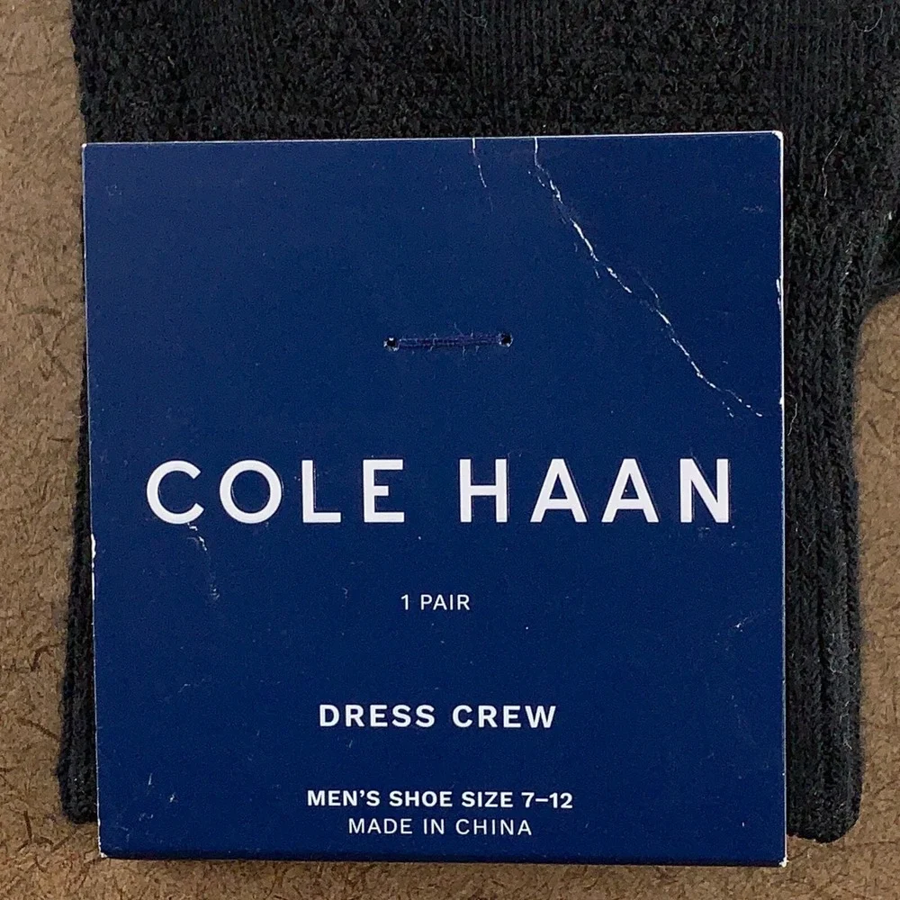 Cole Haan Men's Shoe Size 7-12 Black Dress Crew Socks 1 Pair NWT